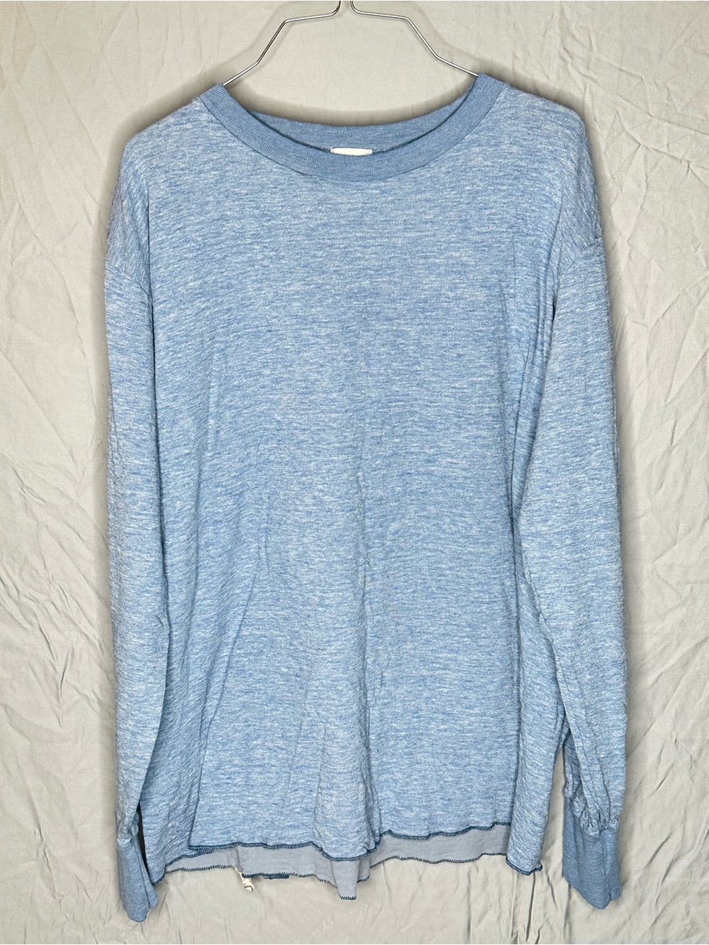Vintage Duofold USA Made Wool Blend Double Layer Thermal Shirt XL Blue
